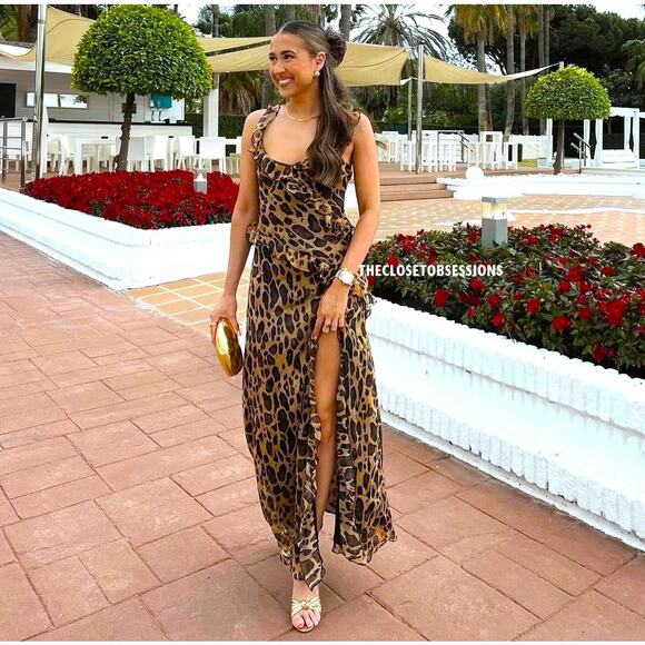 RARE! ZARA VIRAL Leopard Print Midi Dress NWT ✨ Blogger Fave Size M - Picture 5 of 16